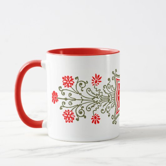 Rotes Gold Blumige Kunst Kaffee-Tasse Tasse (Links)