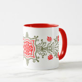 Rotes Gold Blumige Kunst Kaffee-Tasse Tasse (VorderseiteRechts)