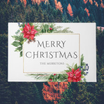 Rotes Gold Botanische Wasserfarbe Weihnachtsfeiert