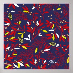 Rotes Gold Botanisches Herbstlaub Poster