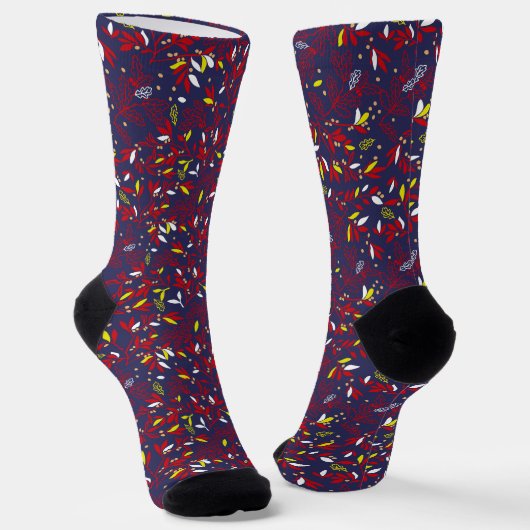 Rotes Gold Botanisches Herbstlaub Socken (Gewinkelt)
