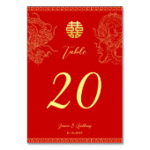 Rotes Gold Chinesischer Hochzeitdrache Phoenix Tischnummer (Rückseite)