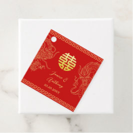 Rotes Gold Chinesischer Hochzeitdrache und Phönix Geschenkanhänger