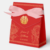 Rotes Gold Chinesischer Hochzeitdrache und Phönix Geschenkschachtel (Vorderseite)
