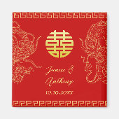 Rotes Gold Chinesischer Hochzeitdrache und Phönix Magnet (Vorne)