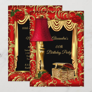 Rotes Gold Drapiert Rosen Lampen Box Geburtstagsfe Einladung