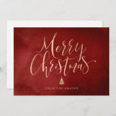 Rotes Gold, einfache handgeschriebene Kalligraphie Feiertagskarte (Vorne/Hinten)