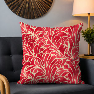Rotes Gold Elegante Botanische Blume im Blumenstil Kissen