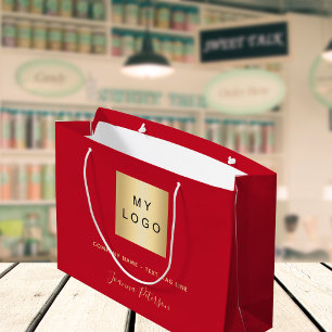 Rotes Gold Firmenlogo Papiertasche Einkaufstüte Große Geschenktüte