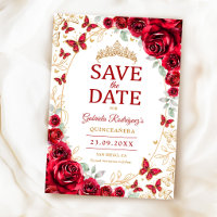 Rotes Gold Florales Quinceanera