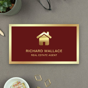 Rotes Gold Folie Zuhause Logo Immobilienmakler Visitenkarte
