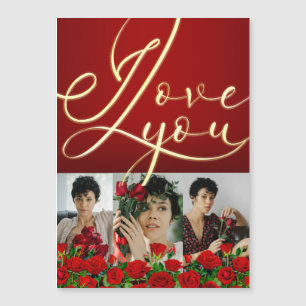 Rotes Gold  Ich liebe Dich Rotes Valentins Foto Co Magnetkarte