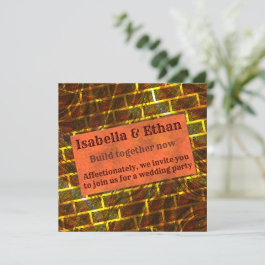 Rotes Gold, Kratzer, Gitter- oder Ziegeleffekt Einladung (Stehend Vorderseite)