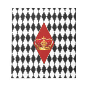 Rotes Gold Krone & schwarze und weiße Diamanten Notizblock