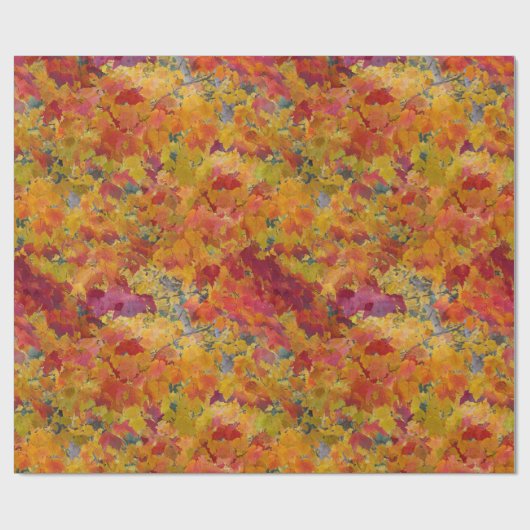 Rotes Gold Orange Botanische Wasserfarbe im Herbst Geschenkpapier (Flach)