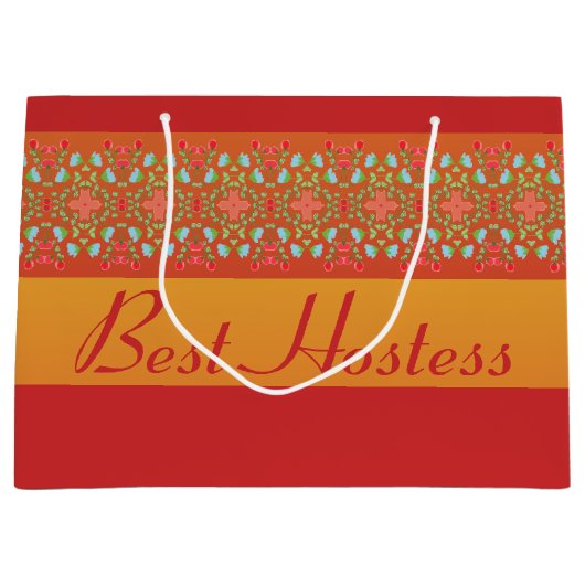 Rotes Gold, Orange und Gelb Große Geschenktüte (Vorderseite)