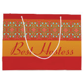 Rotes Gold, Orange und Gelb Große Geschenktüte (Rückseite)