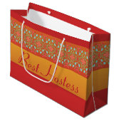 Rotes Gold, Orange und Gelb Große Geschenktüte (Vorderseite Schrägansicht)