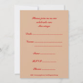 Rotes Gold populäre asiatische Farben Hochzeitsfei Einladung (Rückseite)