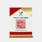 Rotes Gold Restaurant Digital QR-Code-Menü Acrylschild (Vorderseite)