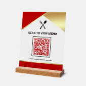 Rotes Gold Restaurant Digital QR-Code-Menü Acrylschild (Winkel)