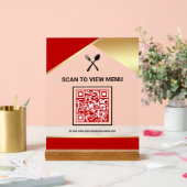 Rotes Gold Restaurant Digital QR-Code-Menü Acrylschild (Hochzeit)
