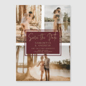 Rotes Gold Save the Date 3 Foto Raster Magnetkarte (Vorderseite)