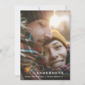 Rotes Gold-Script kariert Erntedank 1 Foto Feiertagskarte (Vorderseite)