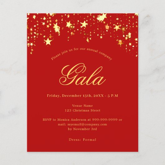 Rotes Gold Sterne alljährliches Firmengala (Vorderseite)