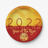 Rotes Gold - Tiger-Papierschnitt 2022 PP Pappteller (Vorderseite)