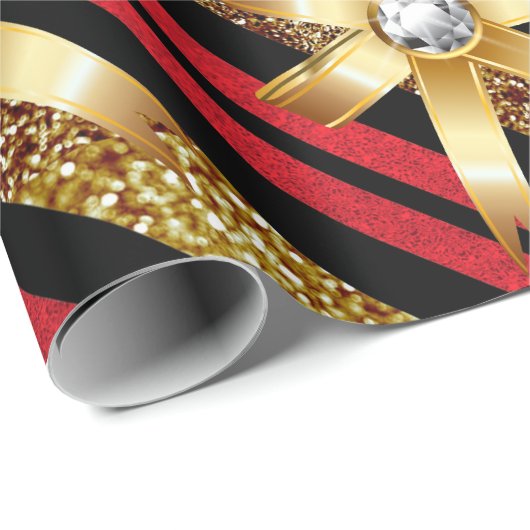 Rotes Gold u. schwarze Geschenkpapier (Rolleneckpunkt)