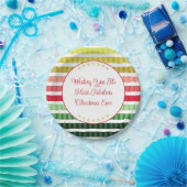 Rotes Gold und grüner Streifen wie Muster Pappteller (Party)