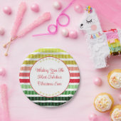 Rotes Gold und grüner Streifen wie Muster Pappteller (Party)