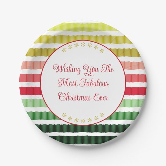 Rotes Gold und grüner Streifen wie Muster Pappteller (Vorderseite)