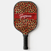 Rotes Gold und schwarzer Forelle Leopard Pinselstr Pickleball Schläger (Vorderseite)