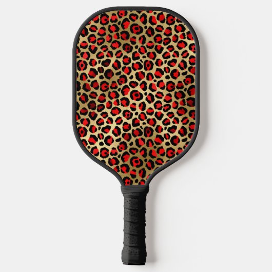 Rotes Gold und schwarzer Forelle Leopard Pinselstr Pickleball Schläger (Rückseite)