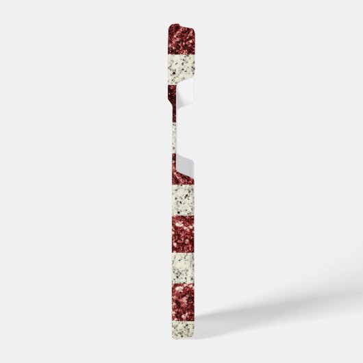 Rotes goldblauer Glitzern Monogram iPhone Hülle (Linke Seite)