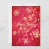 Rotes Goldbuh funkelnde Schneeflocken Weihnachtsfe Einladung (Rückseite)