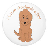Rotes Goldendoodle-Hund-Design Keramikknauf (Vorderseite)