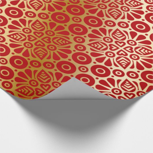 Rotes goldenes orientalisches Muster Geschenkpapier (Ecke)