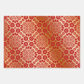 Rotes goldenes orientalisches Muster Geschenkpapier Set (Vorderseite)