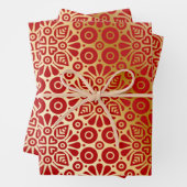 Rotes goldenes orientalisches Muster Geschenkpapier Set (Beispiel)