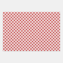 Rotes, goldenes und silbernes Packpapier. Geschenkpapier Set