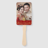 Rotes goldfarbenes Foto Chinesisches Hochzeitsprog Fächer (Vorderseite)