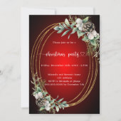 Rotes goldfarbenes Party Einladung (Vorderseite)