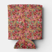 Rotes goldgelbes Blume-Muster Dosenkühler (Rückseite)