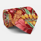 Rotes goldgelbes Blume-Muster Krawatte (Gerollt)