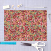 Rotes goldgelbes Blume-Muster Seidenpapier (Handwerk)