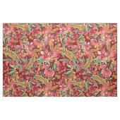 Rotes goldgelbes Blume-Muster Stoff (Yard (91,4 cm))