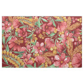 Rotes goldgelbes Blume-Muster Stoff (Fat Quarter (45,7 x 55,9 cm))